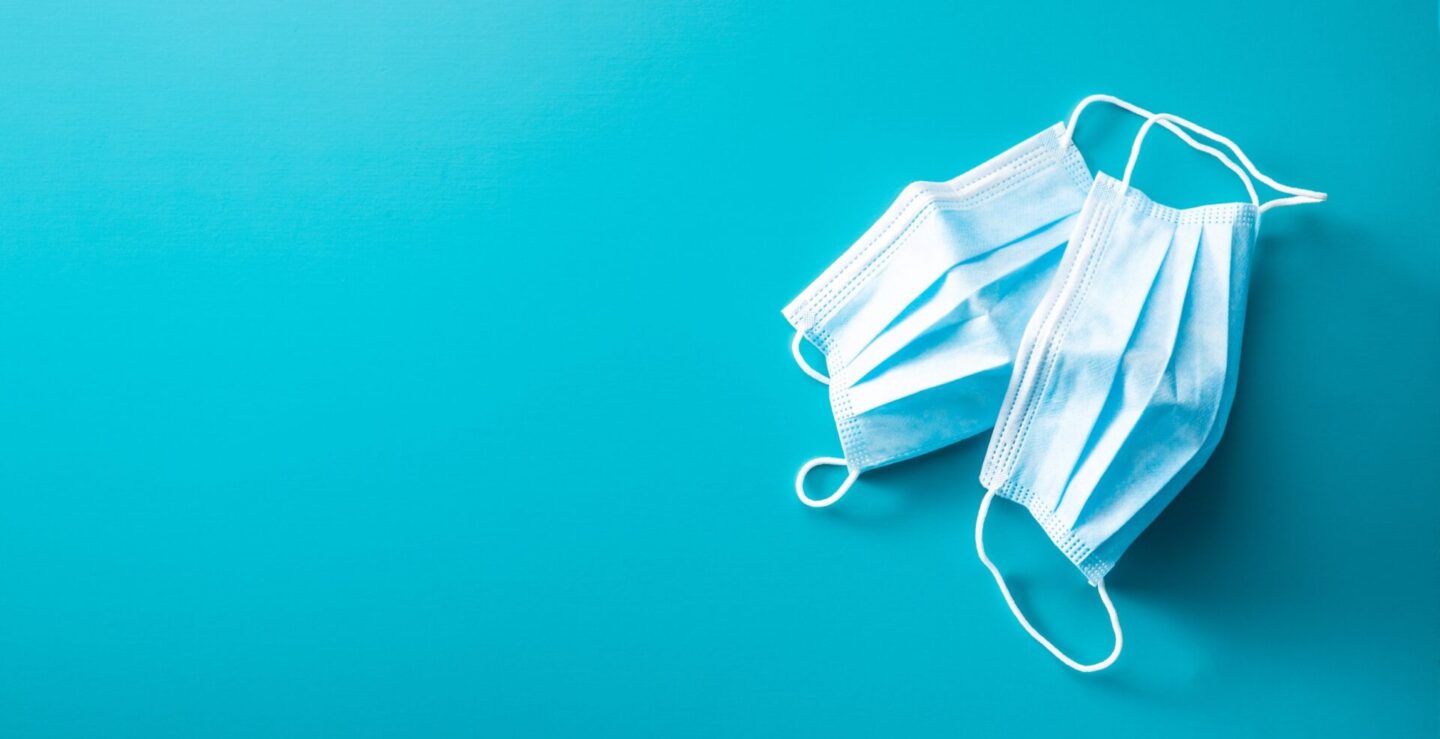 Surgical face mask. Coronavirus protection. Covid-19 protection mask.